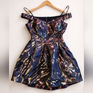 Morgan & Co. Juniors Size 15 Party Dress Metallic Off Shoulder Fit & Flare Prom